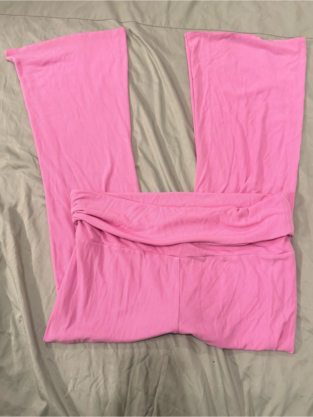 SKIMS pink ribbed flare leggings